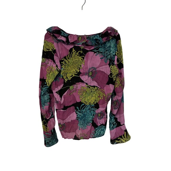 Sunny Leigh Peony Floral Print Blouse Pink Long Sleeve Lightweight Flowy Design - Picture 2 of 8